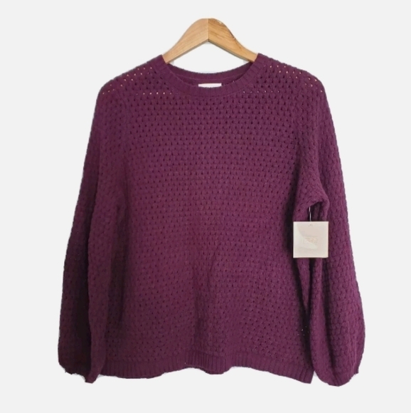 NEW 14th & Union Purple Sweater Eyelet Knit - Picture 1 of 5